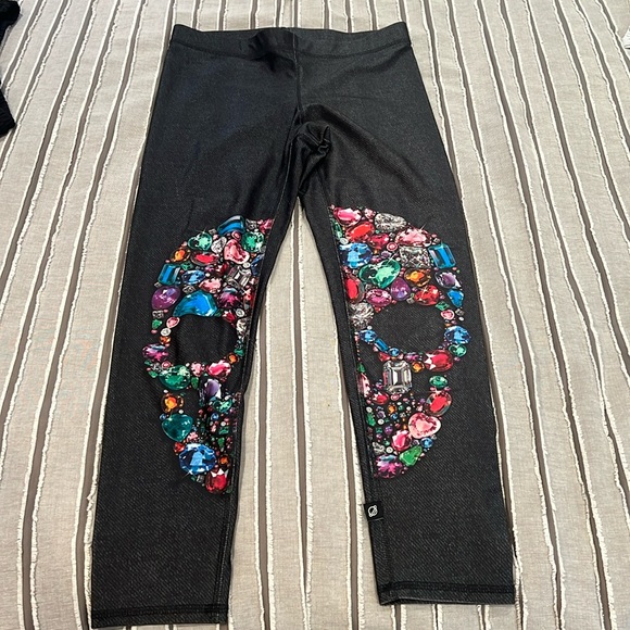 Women’s SZ LARGE TEREZ Crystal Skull leggings - Picture 1 of 6